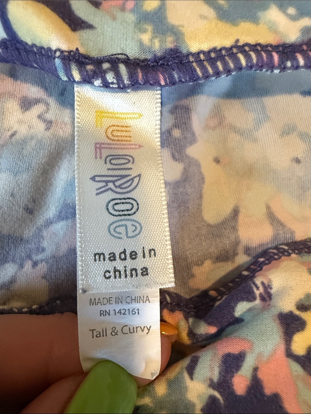 LuLaRoe Navy Floral Splash Leggings with Yellow, Pink & Light Blue - Picture 2 of 3
